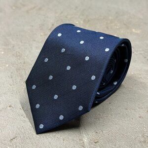 Indochino Tie 100% Silk Polka Dot Navy Blue 3"